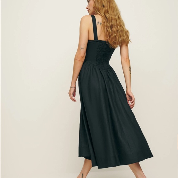 Reformation Balia Linen Dress - Black - Picture 2 of 6